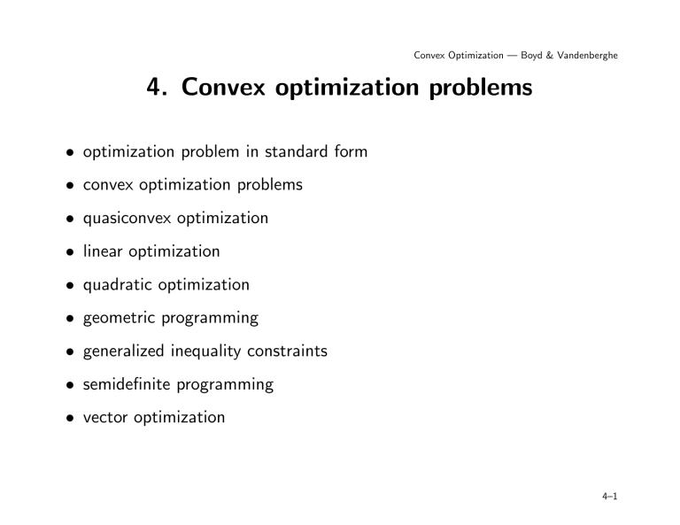 4. Convex Optimization Problems