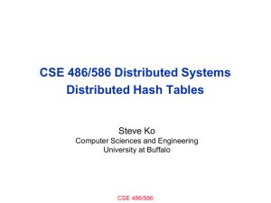 CSE 486/586 Distributed Systems Distributed Hash Tables Steve Ko Computer Sciences and Engineering