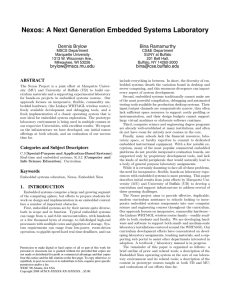 Nexos: A Next Generation Embedded Systems Laboratory Dennis Brylow Bina Ramamurthy