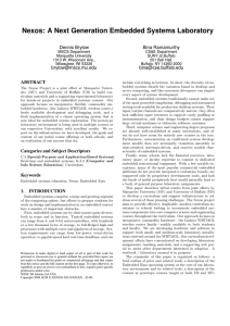 Nexos: A Next Generation Embedded Systems Laboratory Dennis Brylow Bina Ramamurthy