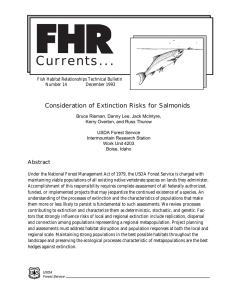 Currents... Consideration of Extinction Risks for Salmonids