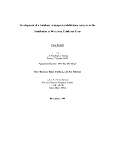 Development of a Database to Support a Multi-Scale Analysis of... Distribution of Westslope Cutthroat Trout