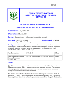 FOREST SERVICE HANDBOOK ROCKY MOUNTAIN REGION (REGION 2) DENVER, CO