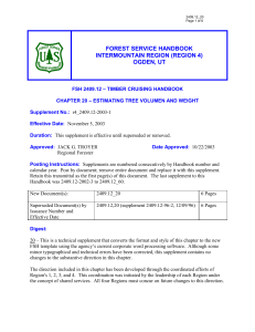 FOREST SERVICE HANDBOOK INTERMOUNTAIN REGION (REGION 4) OGDEN, UT