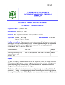 FOREST SERVICE HANDBOOK INTERMOUNTAIN REGION (REGION 4) OGDEN, UT