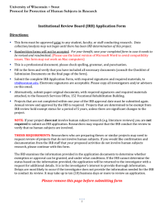University of Wisconsin – Stout  Institutional Review Board (IRB) Application Form
