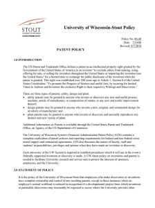 University of Wisconsin-Stout Policy PATENT POLICY
