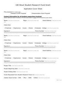 UW-Stout Student Research Fund Grant Application Cover Sheet