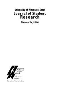 Research Journal of Student University of Wisconsin-Stout Volume XV, 2016