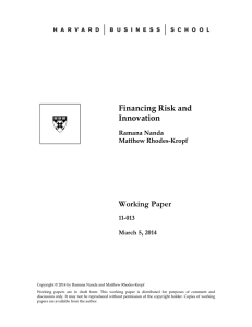 Financing Risk and Innovation Working Paper 11-013