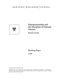 Entrepreneurship and the Discipline of External Finance Working Paper