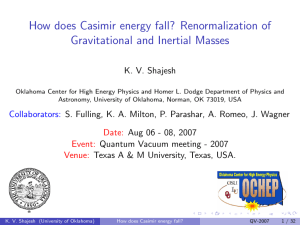 How does Casimir energy fall? Renormalization of Gravitational and Inertial Masses