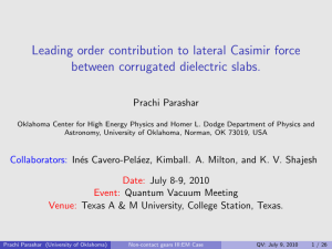 Leading order contribution to lateral Casimir force between corrugated dielectric slabs.