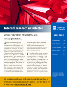 Internal research newsletter A MESSAGE FROM THE VICE-PRESIDENT RESEARCH