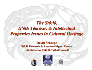 The Stó:lō, S’ólh Téméxw, &amp; Intellectual Properties Issues in Cultural Heritage David Schaepe