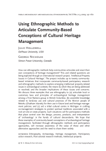 Using Ethnographic Methods to Articulate Community-Based Conceptions of Cultural Heritage Management