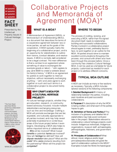 Collaborative Projects and Memoranda of Agreement (MOA)* FACT