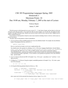 CSE 305 Programming Languages Spring, 2005 Homework 2 Maximum Points: 24