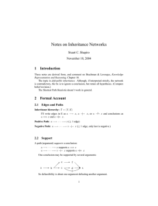 Notes on Inheritance Networks 1 Introduction Stuart C. Shapiro