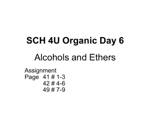 SCH 4U Organic Day 6 Alcohols and Ethers Assignment