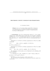 THE STRONG UNICITY CONSTANT FOR PROJECTIONS by Agnieszka Lipieta