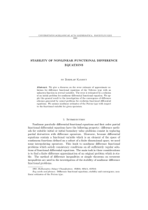 STABILITY OF NONLINEAR FUNCTIONAL DIFFERENCE EQUATIONS by Zdzis law Kamont