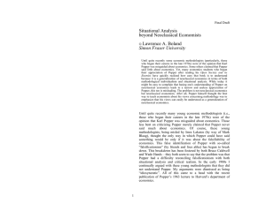 Situational Analysis beyond Neoclassical Economists  Lawrence A. Boland