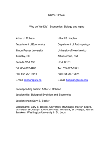 COVER PAGE  Why do We Die?  Economics, Biology and Aging Arthur