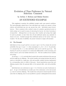 Evolution of Time Preference by Natural Selection: Comment AN EXTENDED EXAMPLE