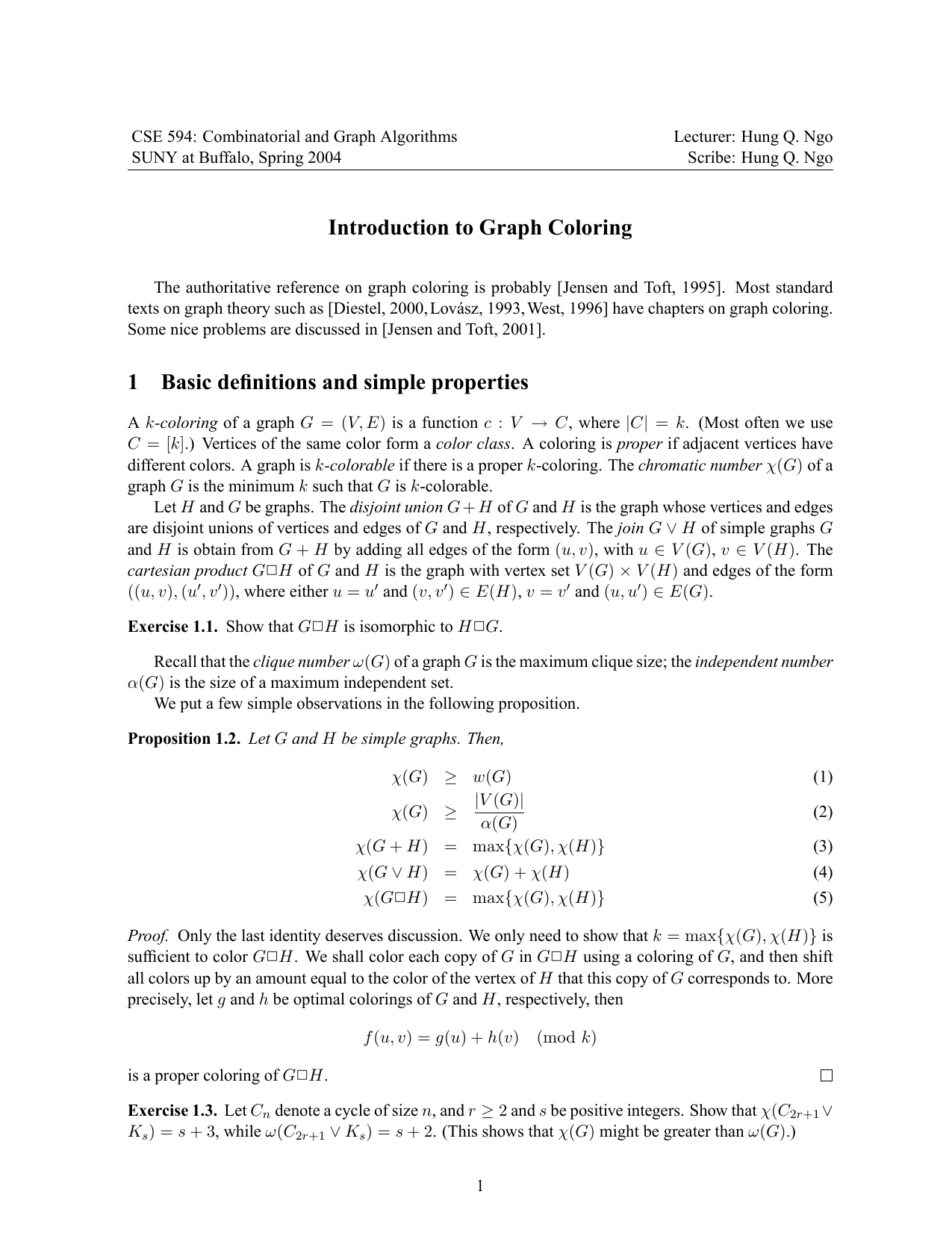 Cse 594 Combinatorial And Graph Algorithms Lecturer Hung Q Ngo