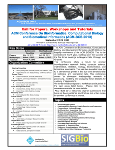 Call for Papers, Workshops and Tutorials and Biomedical Informatics (ACM-BCB 2013)