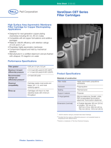 VaraClean CET Series Filter Cartridges High Surface Area Asymmetric Membrane