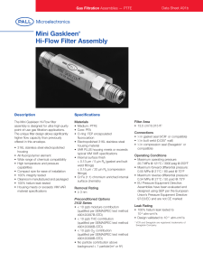 Mini Gaskleen Hi-Flow Filter Assembly Gas Filtration Data Sheet A91b