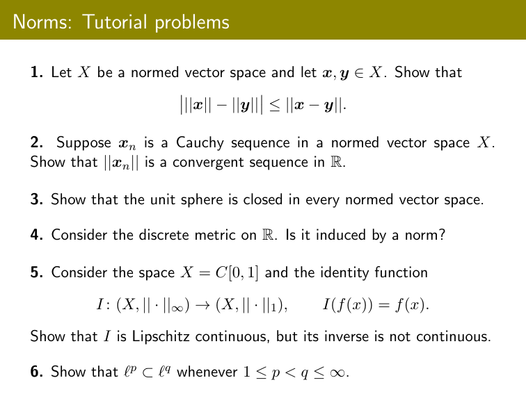 Norms Tutorial Problems