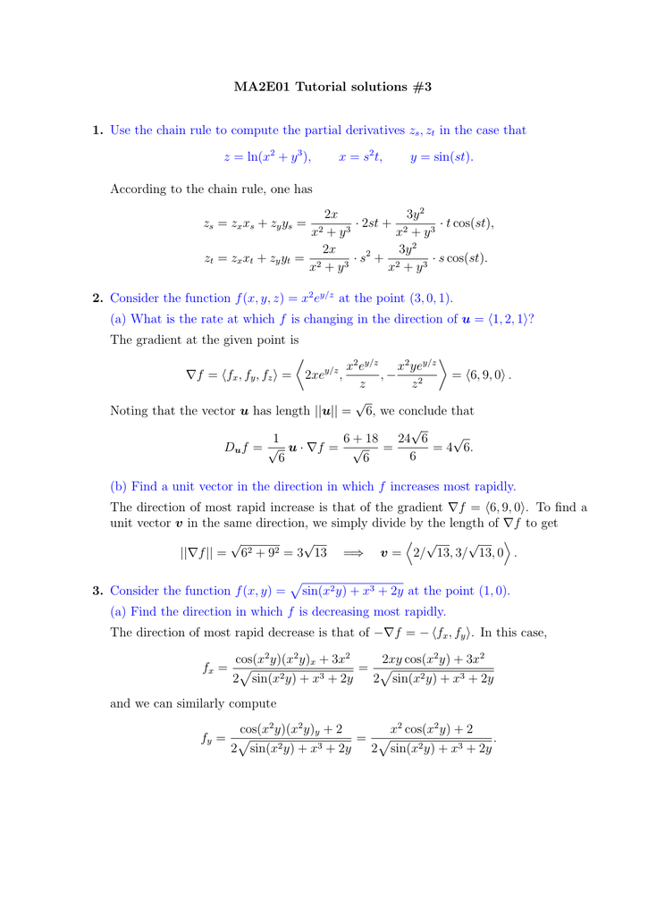 Ma2e01 Tutorial Solutions 3 1 2 Z