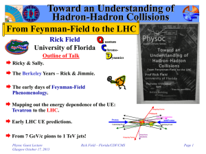 Toward an Understanding of Hadron-Hadron Collisions From Feynman-Field to the LHC Rick Field