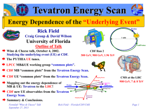 Tevatron Energy Scan Energy Dependence of the “Underlying Event” Rick Field
