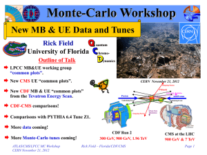 Monte-Carlo Workshop New MB &amp; UE Data and Tunes Rick Field