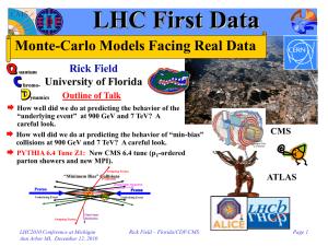 LHC First Data Monte-Carlo Models Facing Real Data Rick Field University of Florida