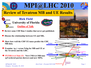MPI@LHC 2010 Review of Tevatron MB and UE Results Rick Field