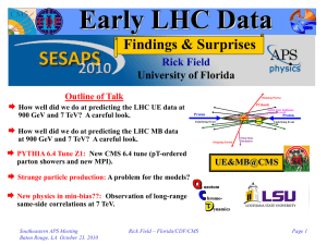 Early LHC Data Findings &amp; Surprises Rick Field University of Florida