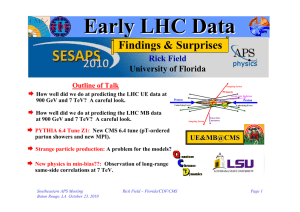 Early LHC Data Findings &amp; Surprises Rick Field University of Florida