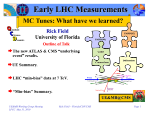 Early LHC Measurements MC Tunes: What have we learned? Rick Field