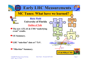 Early LHC Measurements MC Tunes: What have we learned? Rick Field