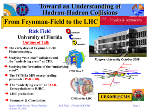 Toward an Understanding of Hadron-Hadron Collisions From Feynman-Field to the LHC Rick Field