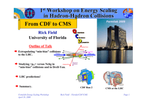 1 Workshop on Energy Scaling in Hadron