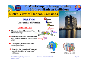 1 Workshop on Energy Scaling in Hadron