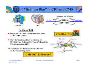 “ Minimum Bias ” at CDF and CMS