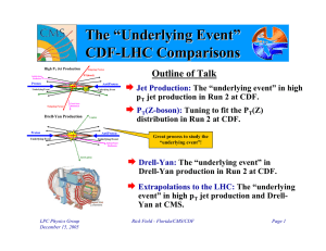 The “Underlying Event” CDF - LHC Comparisons