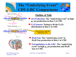 The “Underlying Event” CDF-LHC Comparisons Outline of Talk 
